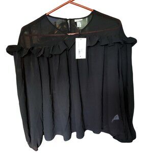 A New Day Womens Black Off-Shoulder Ruffle Top Off-shoulder design Medium